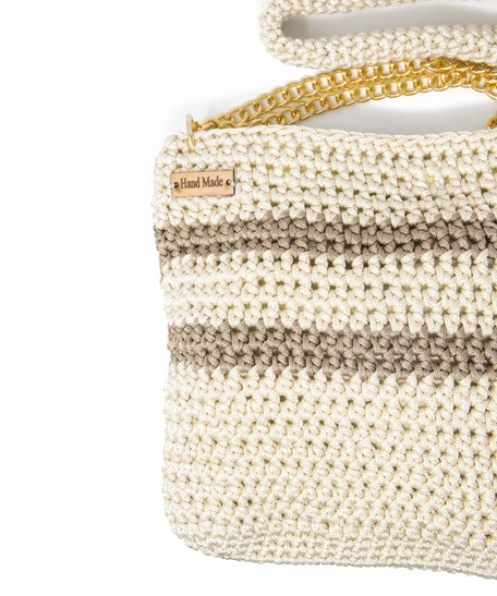 Crochet Bag in White and Beige