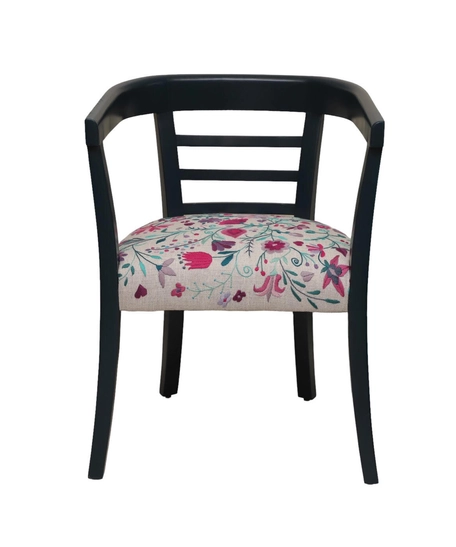 Hand-embroidered Wooden Chair with Floral Details in Bright Colors - Botanical Garden 