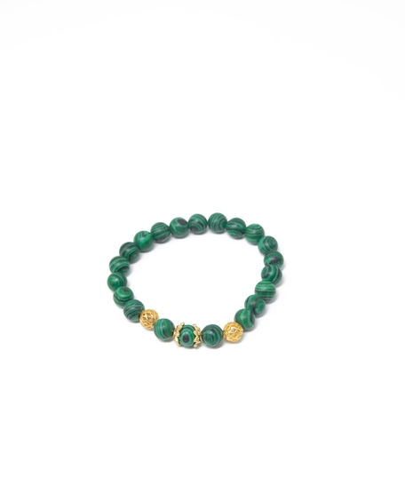 Elegant Accessory Set Consisting of Earring, Necklace , and two Bracelets Handcrafted from Green and Black Stones