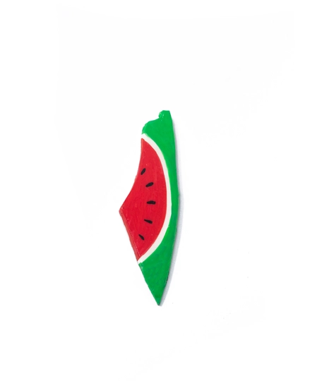 Handmade refrigerator magnet in the shape of a map of Palestine in watermelon colors (fridge magnet)