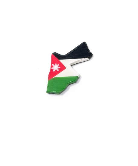 Handmade fridge magnet in the shape of a map of Jordan