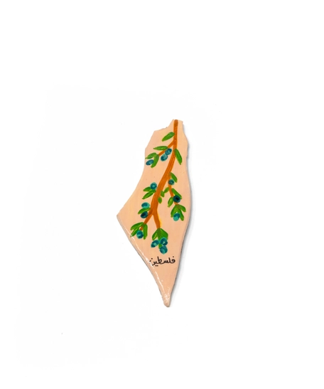 Handmade fridge magnet designed in the shape of the map of Palestine, perfect as a gift