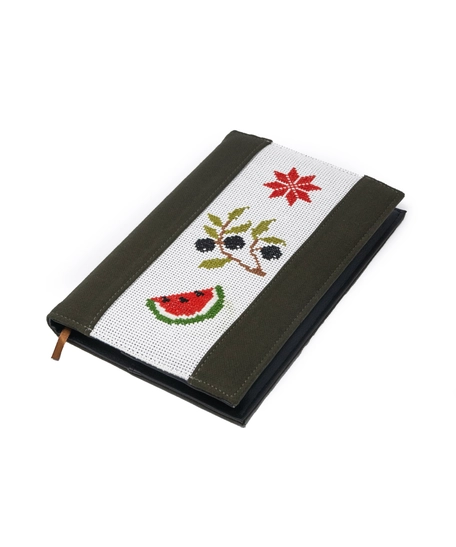 Notebook with embroidered olive branch, watermelon and red rose!