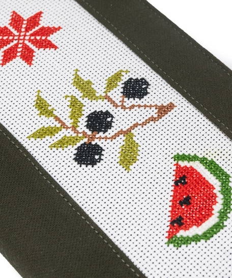 Notebook with embroidered olive branch, watermelon and red rose!