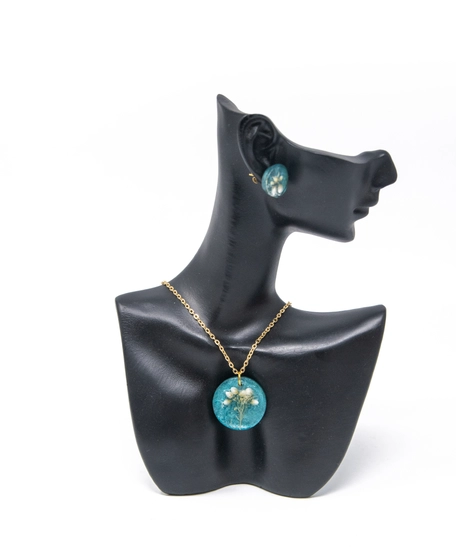 Set of necklace and earring Blue 