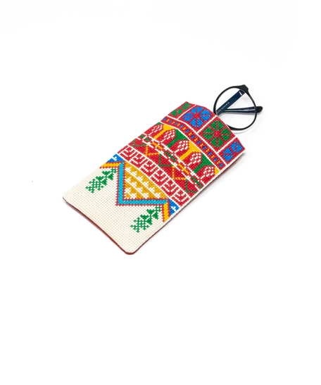 Hand Embroidered Fabric Glass Case