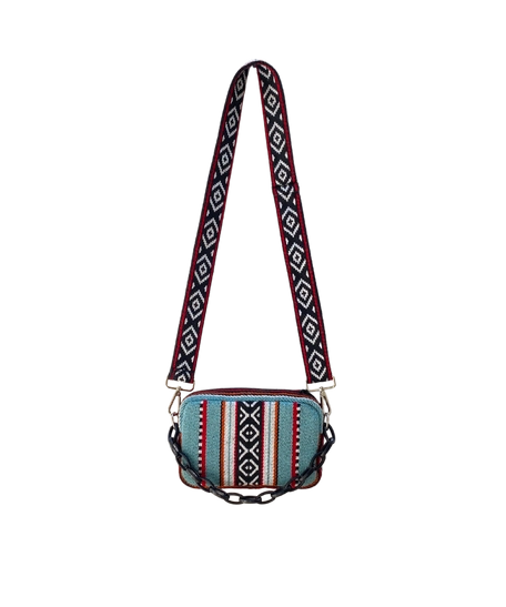 An elegant shoulder bag with hand embroidery in various colors. - Shoulder Bag Turquoise