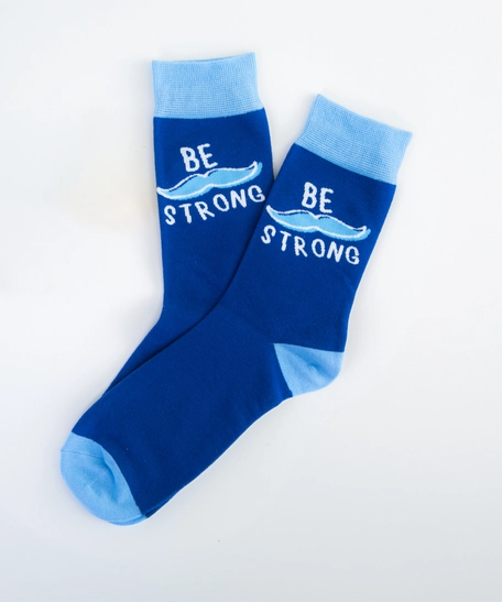 Socks designed with the word Be Strong - Blue