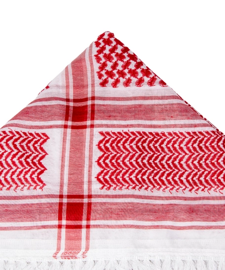 Jordanian Mens Shemagh Red With White Embroidery