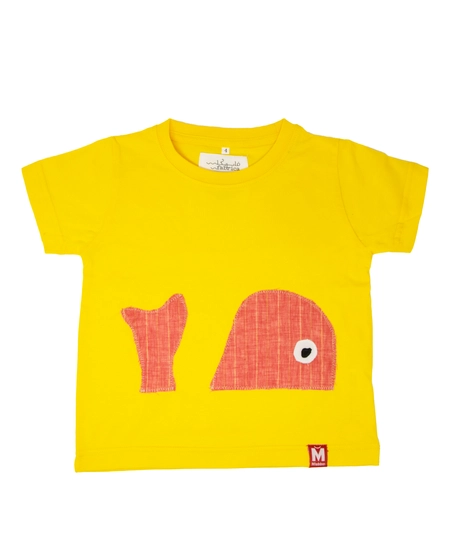 Handmade Kids T-shirt in Yellow and Red for a Pop of Color and Comfort