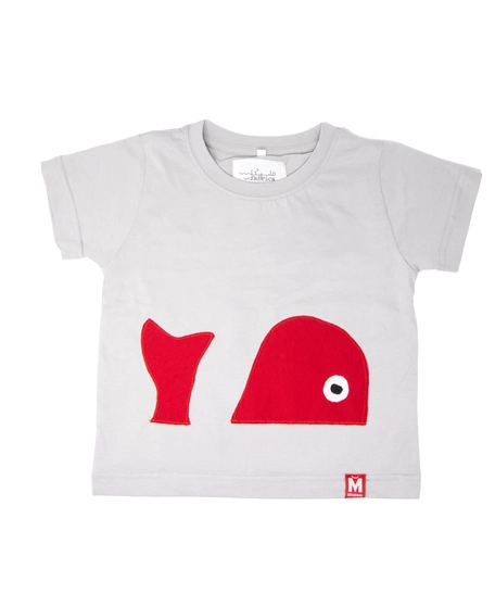 Handmade Kids T-shirt in Gray and Red - Perfect for Everyday Wear