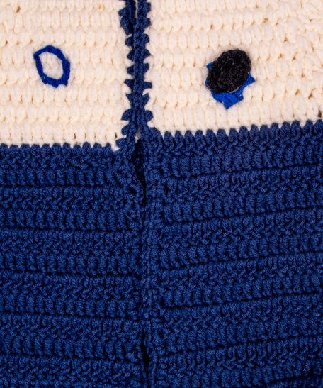 Exquisite Handcrafted Blue and Beige Knitted Wool Jacket