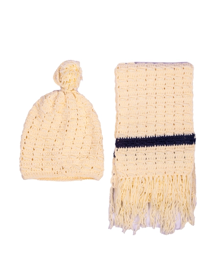 Crochet Hat and Beige Scarf