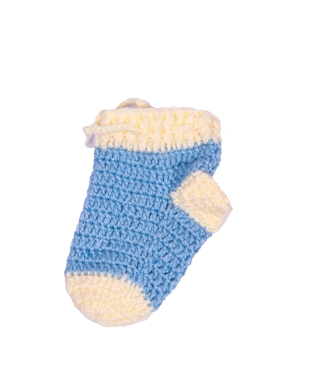 Blue and White Crochet Baby Bootie and Sock Set