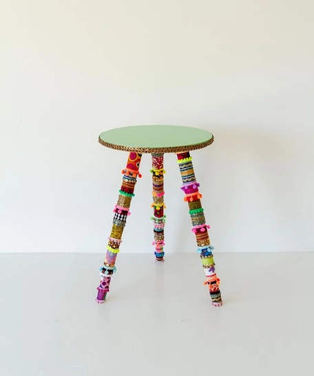 طاولة جانبية كبيرة ملونة بألوان بوهيمية مميزة - أخضر