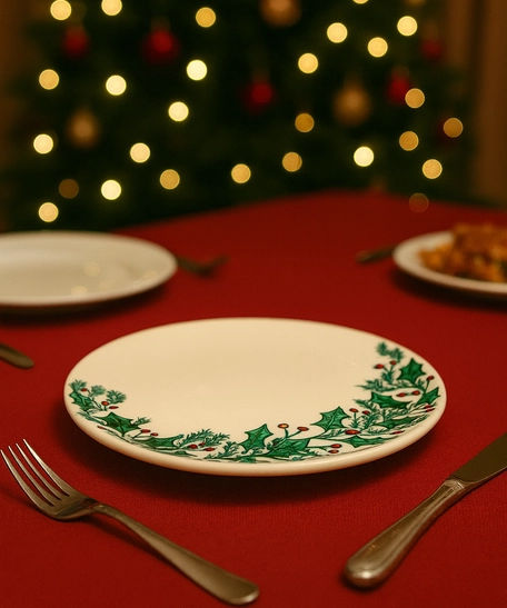 طبق خزفي مزخرف بزينة الميلاد