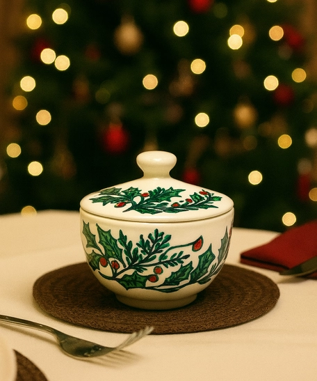 مضيفة مزينة ب رسومات الكريسماس