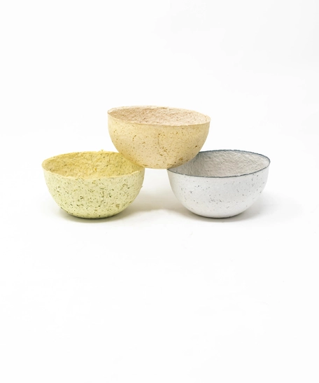 Recycled Bowl Set in Beige, Blue, and Green 