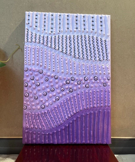 لوحة فنية تجريدية بارزة "حقول اللافندر" 20x30 سم