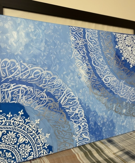 Haroufiyat Blue Diwani Calligraphy Canvas Art