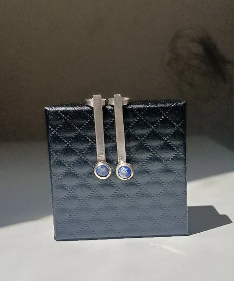 Handcrafted Silver Lapis Lazuli Drop Earrings