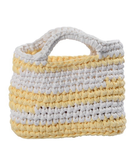 Handmade Crochet Yellow & White Mini Bag