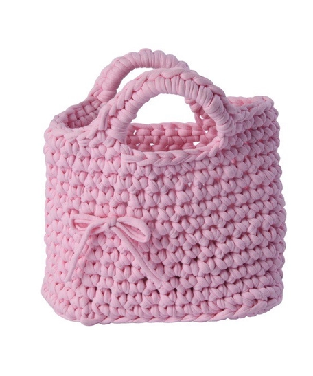Handmade Pink Crocheted Basket Bag for Girls