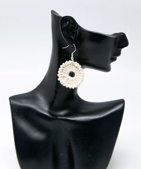 Handcrafted Crochet Hoop Earrings – Modern Patterns & Elegant Colors - Navy Crochet Earrings