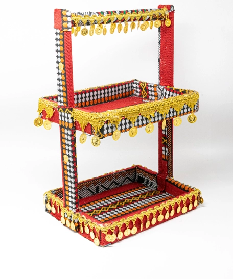 Two-Tier Heritage Basket for Henna Favors – Elegance in Traditional Colors