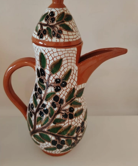 Handcrafted Ceramic Coffee Pot – Olive Branch Design