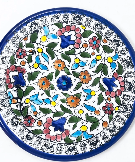 Floral Ceramic Plate: Multicolor 