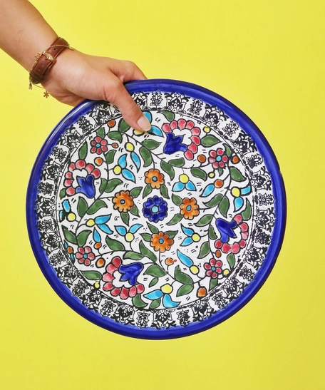 Floral Ceramic Plate: Multicolor 