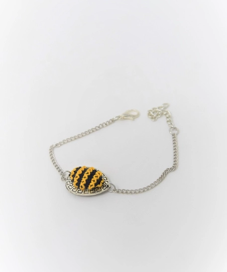 Embroidered Teardrop Bracelet: Yellow and Black