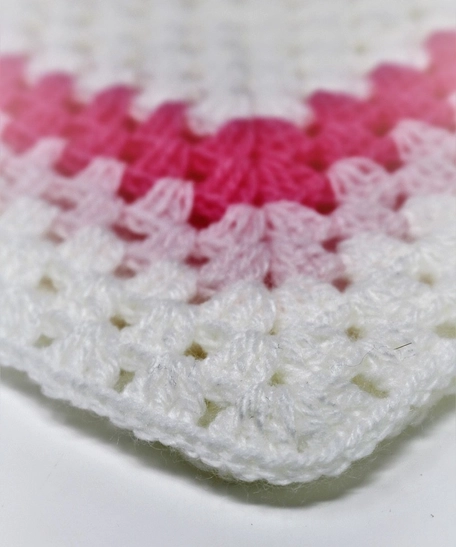 Crochet Baby Poncho: Pink and White (Size 12-18 Months) 