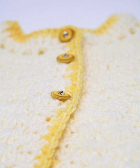 Crochet Baby Sweater: Yellow (Size 9-12 Months)