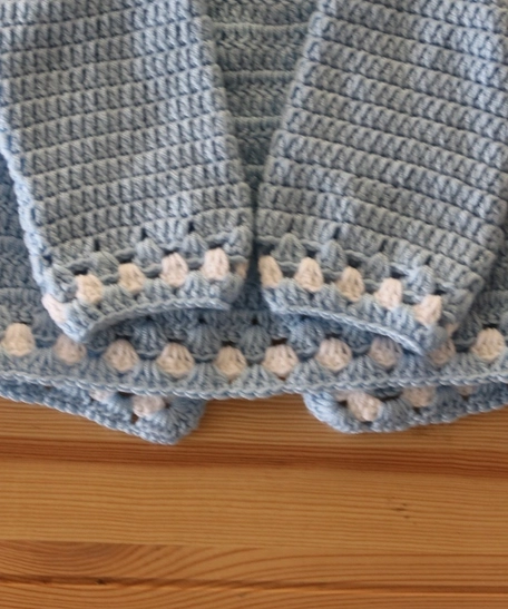 Traditional Crochet Baby Sweater: Light Blue (Size 0-3 Months) 
