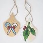Candy Cane and Red Berries Tree leaves Wooden Christmas Tree Ornaments