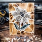 Mosaic Flower with Wooden Background