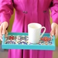 Small Serving Tray with Hand-painted Ceramics (Blue)
