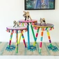Hand-Painted Boho Side Table: White (Small)