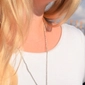  Embroidered Teardrop Necklace: Blue and Yellow