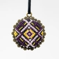  Embroidered Circular Necklace: Purple and Yellow