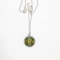 Embroidered Pendant Necklace: Green and Lavender