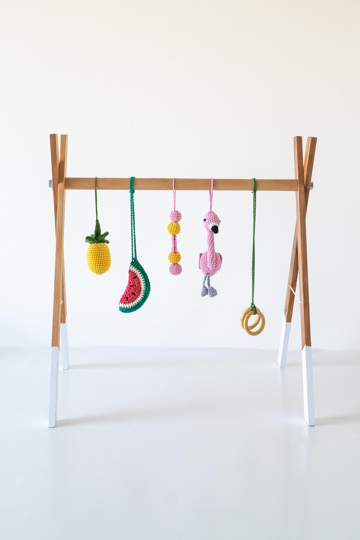 Crochet Baby Gym Toy with Wooden Stand Souq Fann
