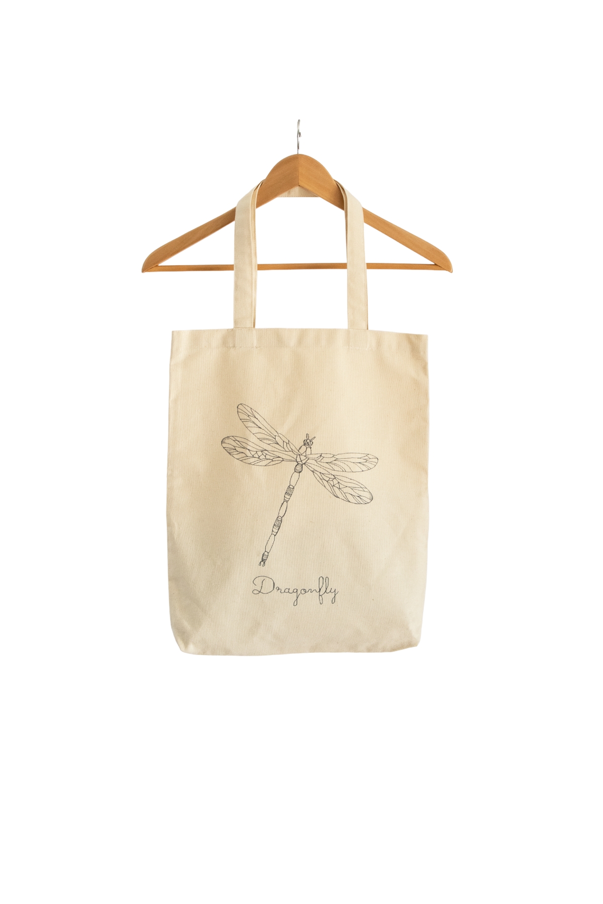 Fern Botanical Dragonfly Printed Shoulder Tote Bag - Large Beach Bag, Water Resistant, Travel Tote