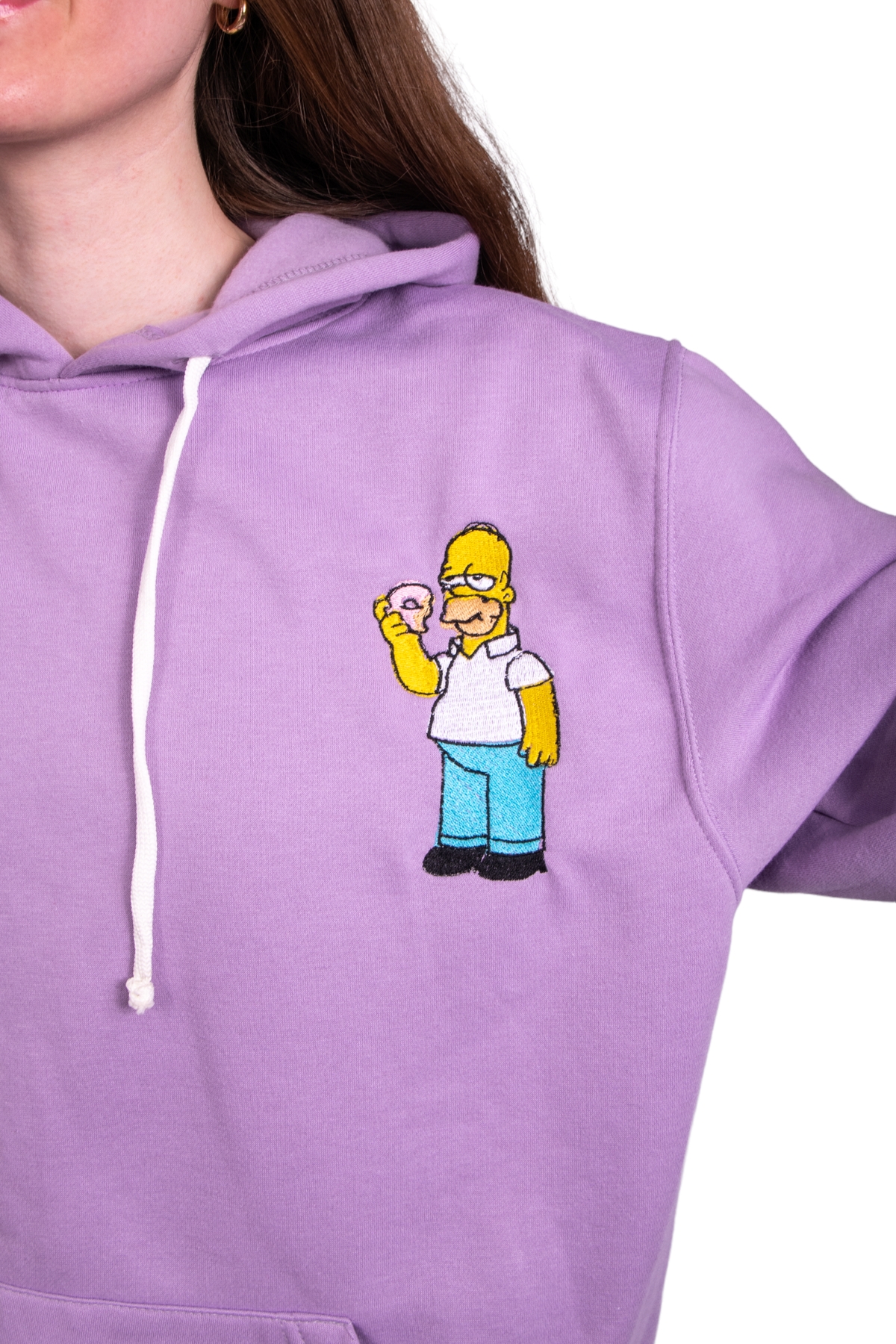 Purple Hoodie with Simpsons-Inspired Hand Embroidery