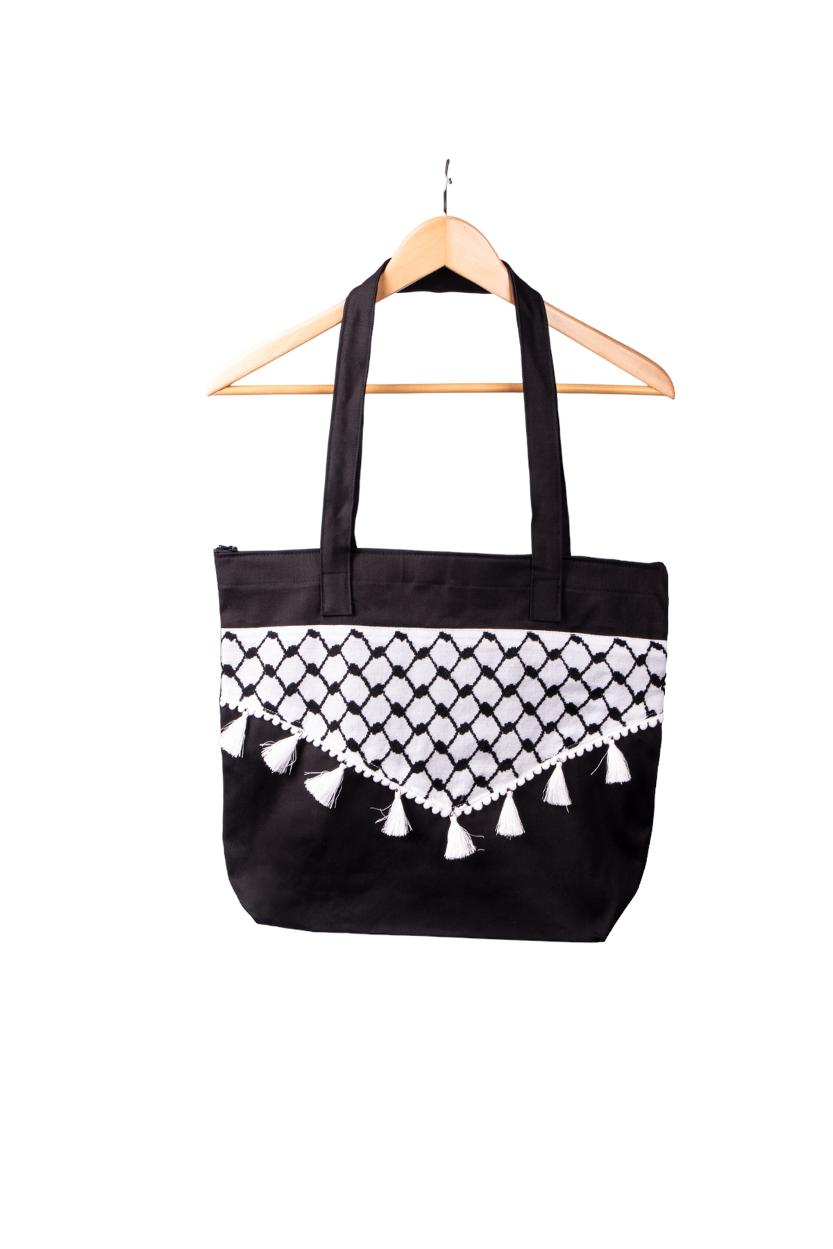High Quality Black Shopping Bag Decorated with a Palestinian Keffiyeh ...
